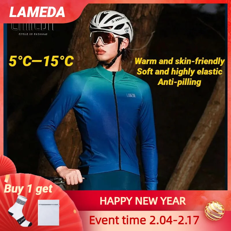 

Lameda Cycling Jersey Keep Warm Men's Cycling Shirt Windproof Men's Biker Jacket Breathable Cycling Clothes For Men