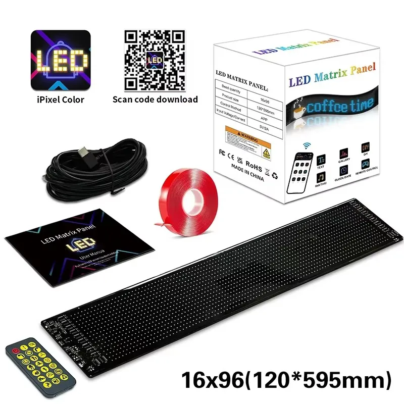 LED Light LED Display Light LED Panel LED Matrix Pixel Panel USB 5V Flexible Addressable RGB Pattern Graffiti Scrolling Text Animation Display Car Shop Bluetooth APP