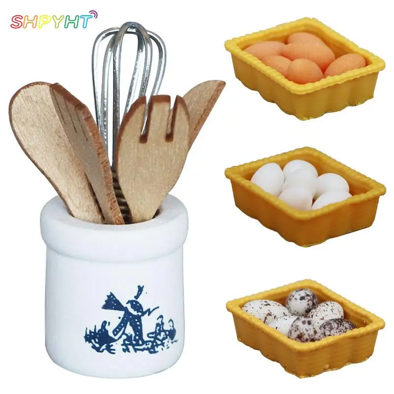 

1:12 Scale Dollhouse Miniatures Egg Beater Knife Fork Spoon Miniature Food Play Scene Kitchen Decor Dollhouse Accessories