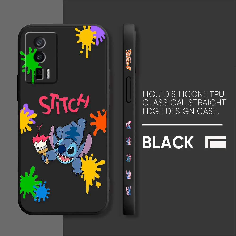 thumbnail image 1 of Funda para Redmi K60E K60 K50 K40S K40 K30 9A 9 8A 8 10 Pro 4G 5G Color Simple funda de silicona líquida lindo Lilo & Stitch, 1 of 5