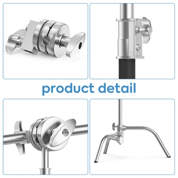 Photography C-Stand Heavy Duty Light Tripod with Hold Arm and Grip Head Adjustable Magical Leg for Studio Softbox Monolight 3