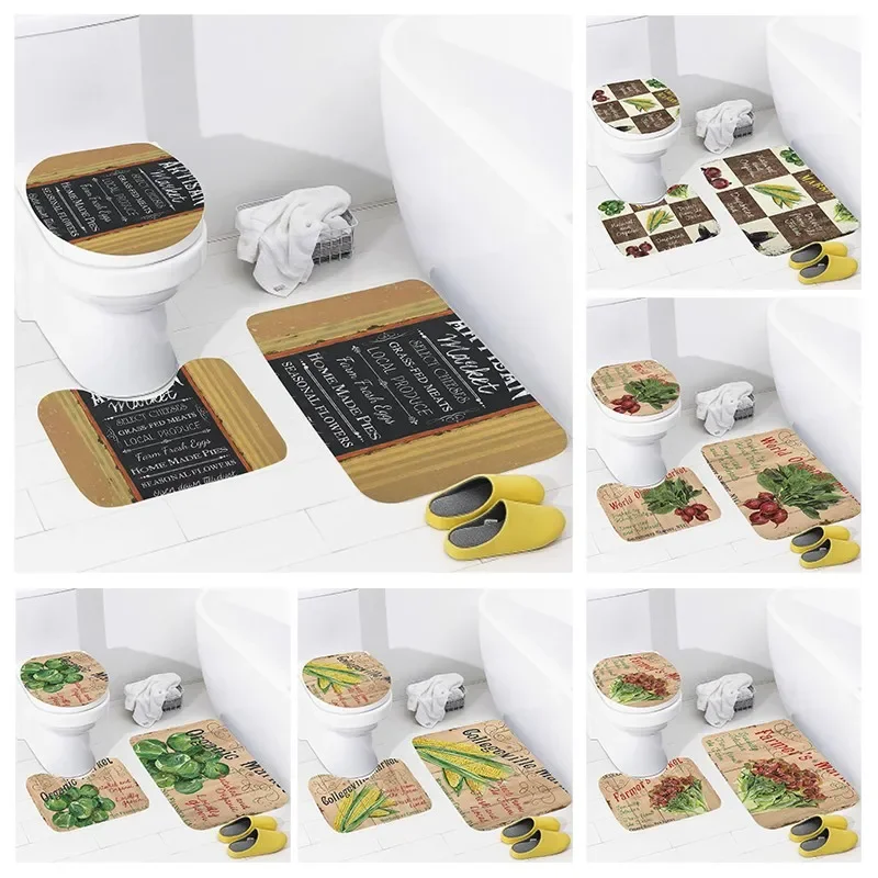 

Нескользящий коврик для душа в ванную комнату, коврик для душа в стиле ретро с узором, Декоративный Коврик для ванны, декоративный чехол для туалета