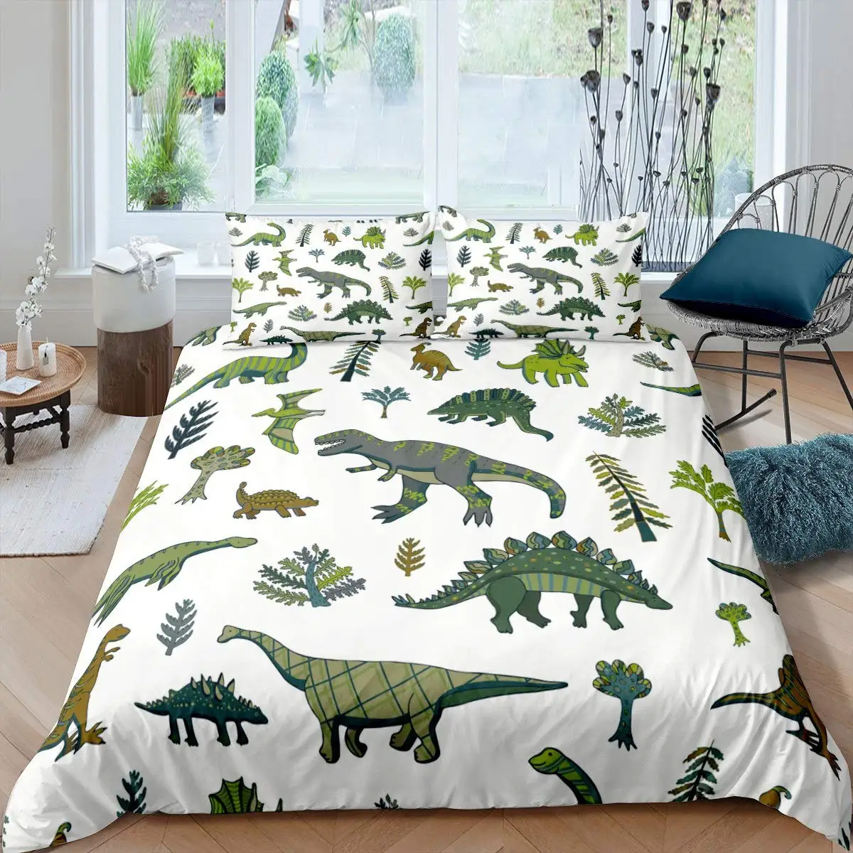 Dinosaur Duvet Cover Cute Dinosaurs Cartoon Animal Theme Bedding Set For Kids Teens Double Queen King Size Quilt Cover 3