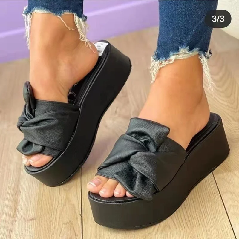 2023 New Summer Platform Sandals for Women Fashion Casual Hemp Wedges Slippers Thick Sole Open Toe Outdoor Beach Woman Walking