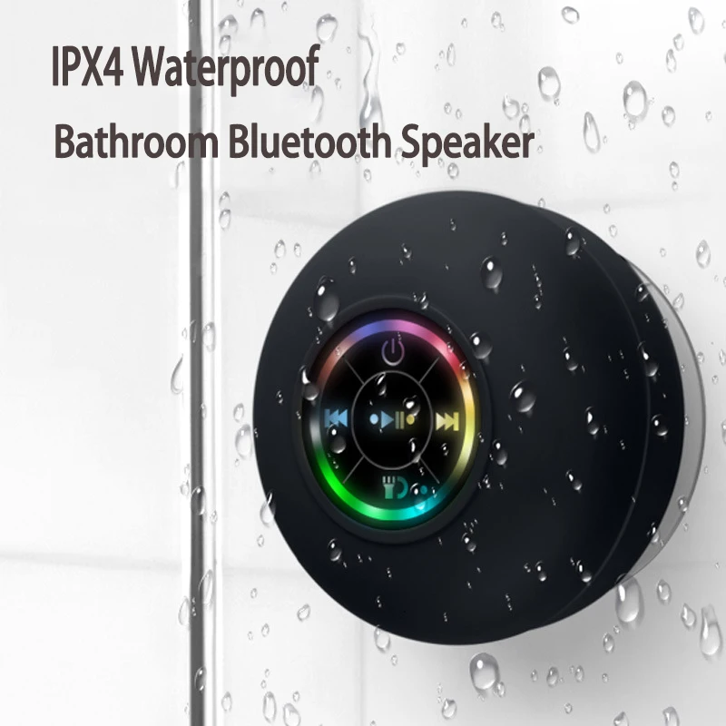 Mini Bluetooth Speaker Shower Subwoofer Waterproof Handsfree Loudspeaker RGB Light with Suction Cup Mic for Bathroom Pool Beach 5