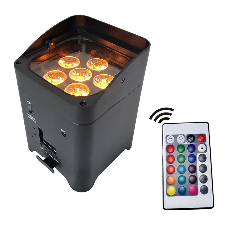 

Disco Stage Full Color 6x18w Led Battery Par Light Rgbwa UV DMX Wireless Remote Control Party Light For DJ Wedding Party