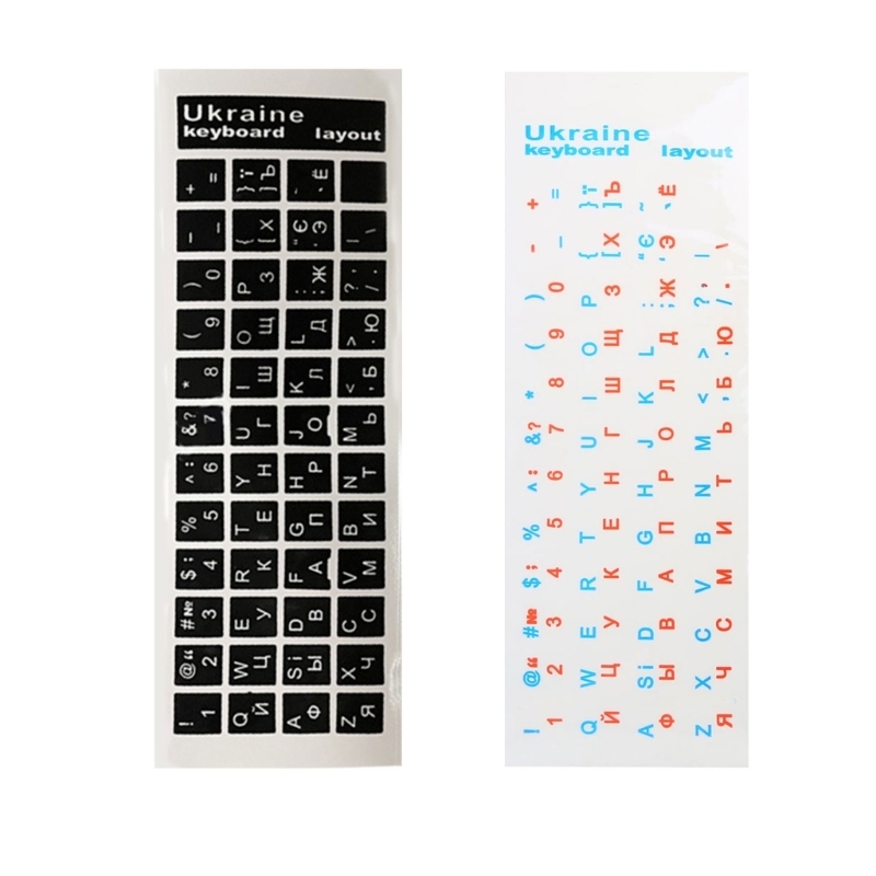 3PCS Ukraine Keyboard Sticker Durable Letters Waterproof Black/Clear Background 96BA