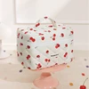 Cherry Printing Makeup Bag Quilted Makeup Bag Large Flower Makeup Bag Women's Cotton Makeup Bag Flower Travel Wash Bag 3