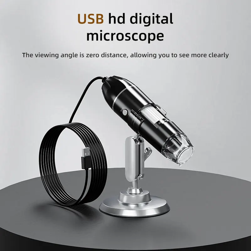 50X-1000X Microscopio Usb Hd Microscopi Digitali Portatili Interfaccia Usb Lente D'Ingrandimento Per Fotocamera Elettronica 8 Led Dimmerabile Con Staf