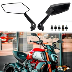 Universal Motorcycle Rearview Side Mirror for Cafe Racers and Scooters (Black)