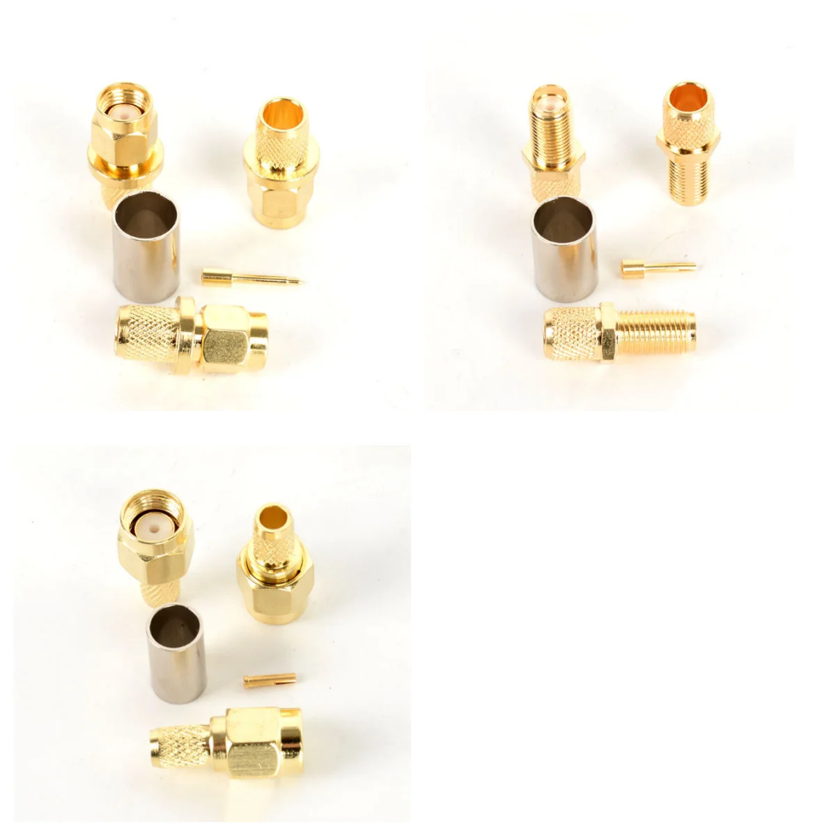 10pcs SMA Male & SMA Female Crimp for 50-5 5DFB LMR300 Cable 50ohm RF Adapter Coaxial Connectors