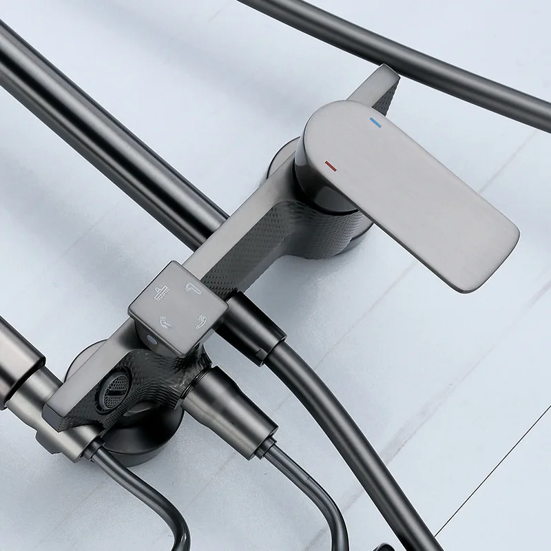 Shower Head Set Gunmetal Brass Bathroom Pressure Booster Starry Sky Bathing Spray 3