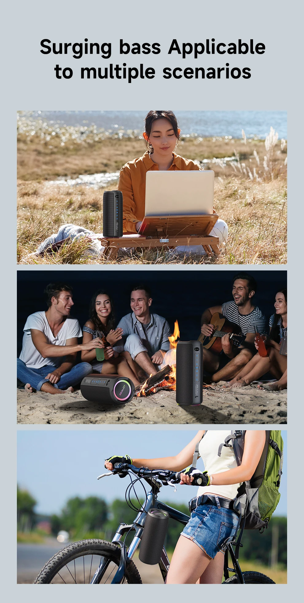 ZEALOT-S49PRO Tragbarer Bluetooth-Lautsprecher, 20 W, IPX6, wasserdicht, leistungsstarke Soundbox, Bass-Boost, Dual-Pairing, echter kabelloser Lautsprecher – Detail 11