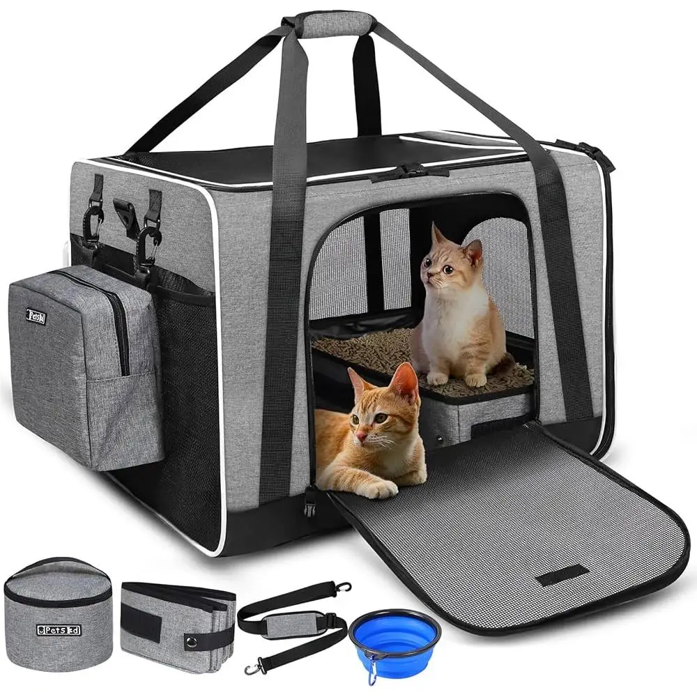 Extra Large Cat Carrier with Litter Box Collapsible Soft Sided Pet Carrier Medium Large Cats and Small Cats Travel Safe Design