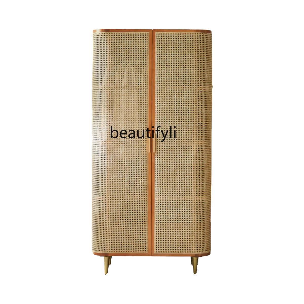 

Solid Wood Rattan Wardrobe Household Wardrobe Hanging Simple Storage Cabinet Bedroom Locker