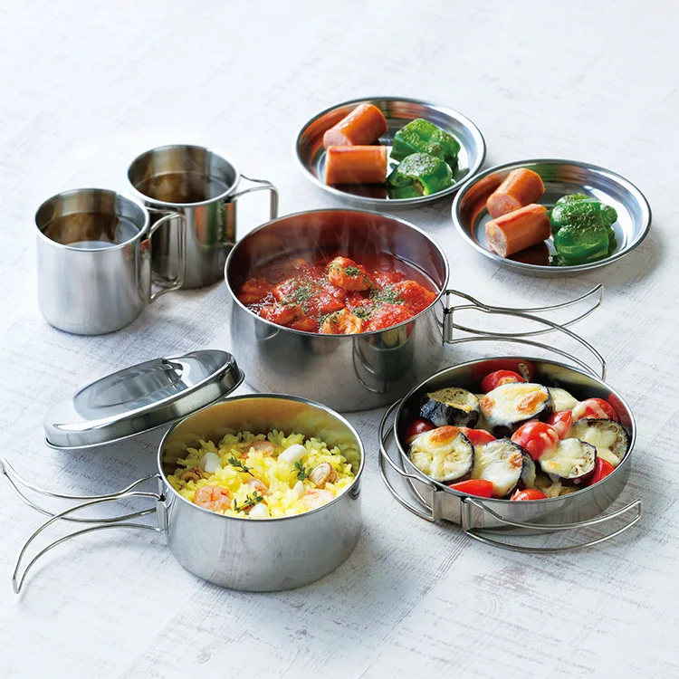 

Camping Cookware Kit Camping Pot Camping Gear Pot Outdoor Tools Camping Hiking Tools Travel Jacketed Kettle Storage