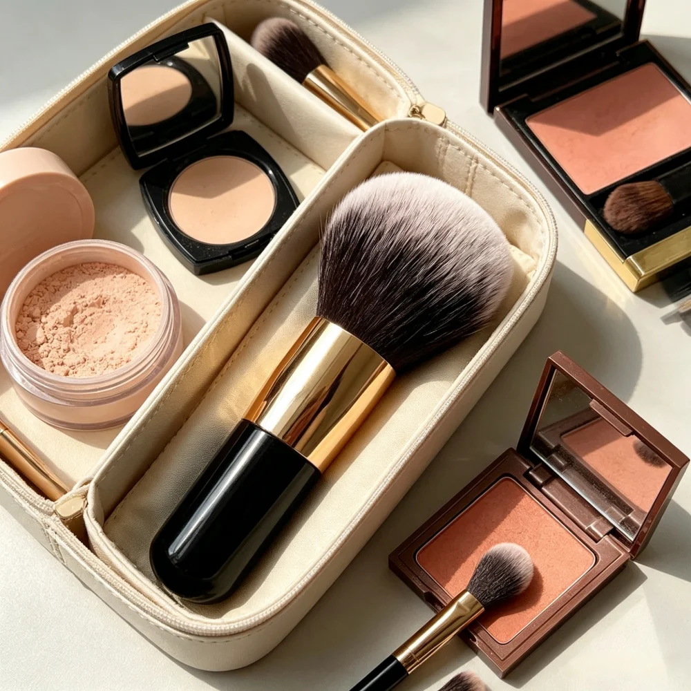 1 Pennello Grande per il Viso con Setole Morbide, Strumento Cosmetico per l'Applicazione di Fondotinta, Cipria e Blush - immagine 5