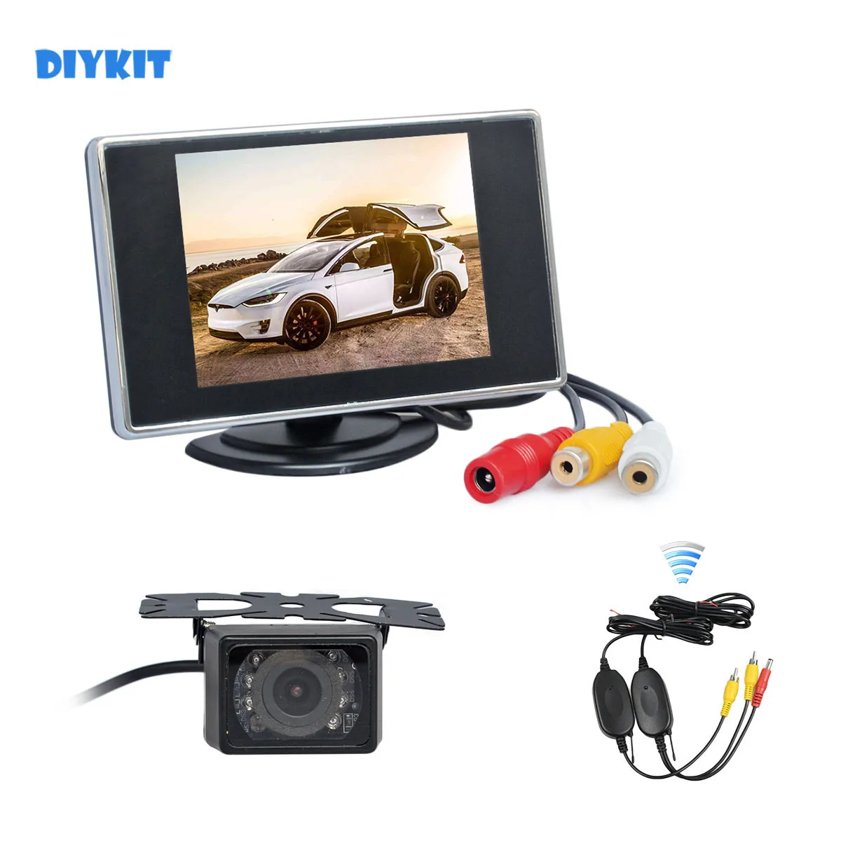 

DIYKIT Wireless 3.5inch TFT LCD Backup Car Monitor IR Rear View Car LED Camera Reversing Camera Parking Assistance System