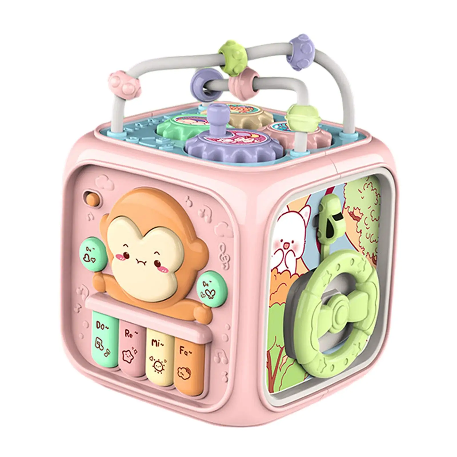 Busy Cube for Kids Early Educational Learning Toy with Sound and Music for Infants 18-36 Month Children Preschool Birthday Gift