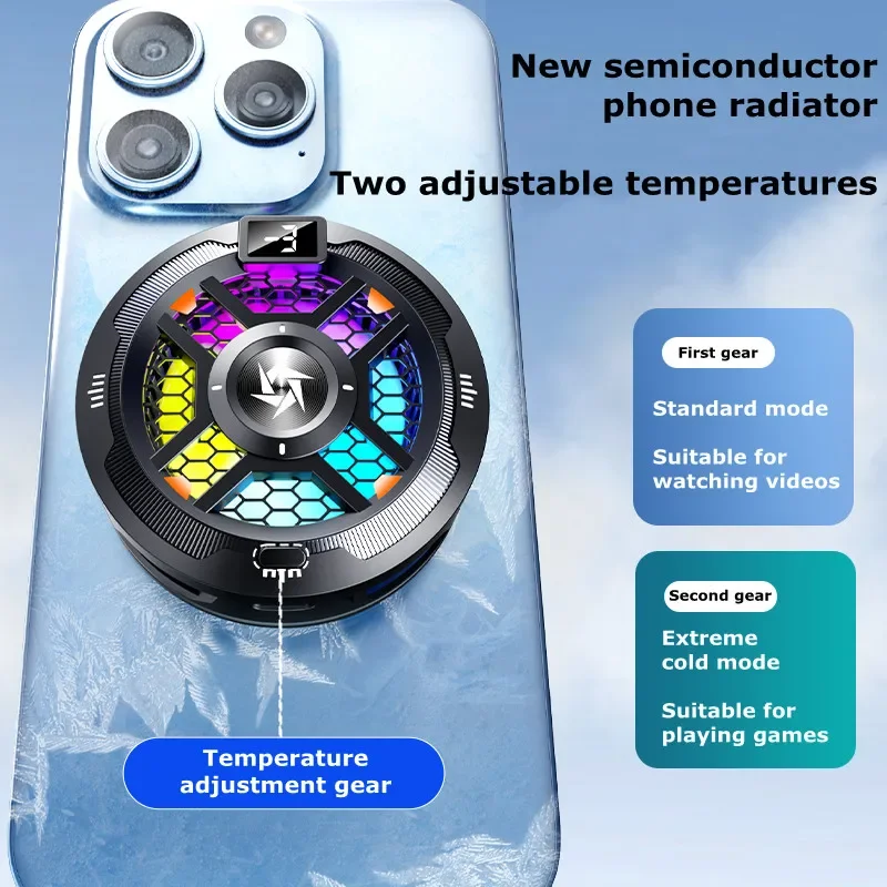 SL18 Mobile Phone Magnetic Back-Clip 2 in 1 Semiconductor Refrigeration Cooling Fan Radiator for IPhone Android PUBG Game Cooler