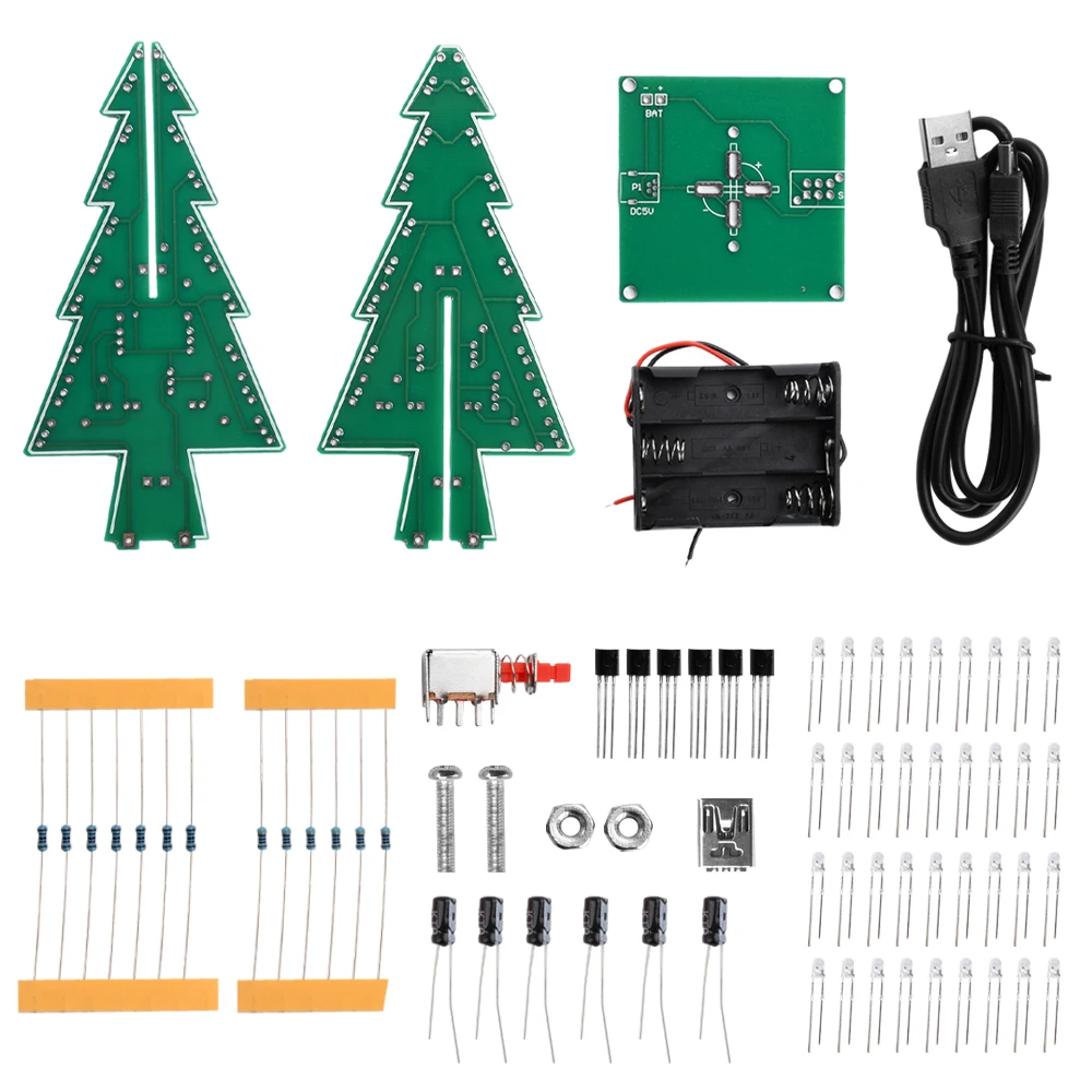 Festive 3D RGB LED Flashing Tree DIY Kit