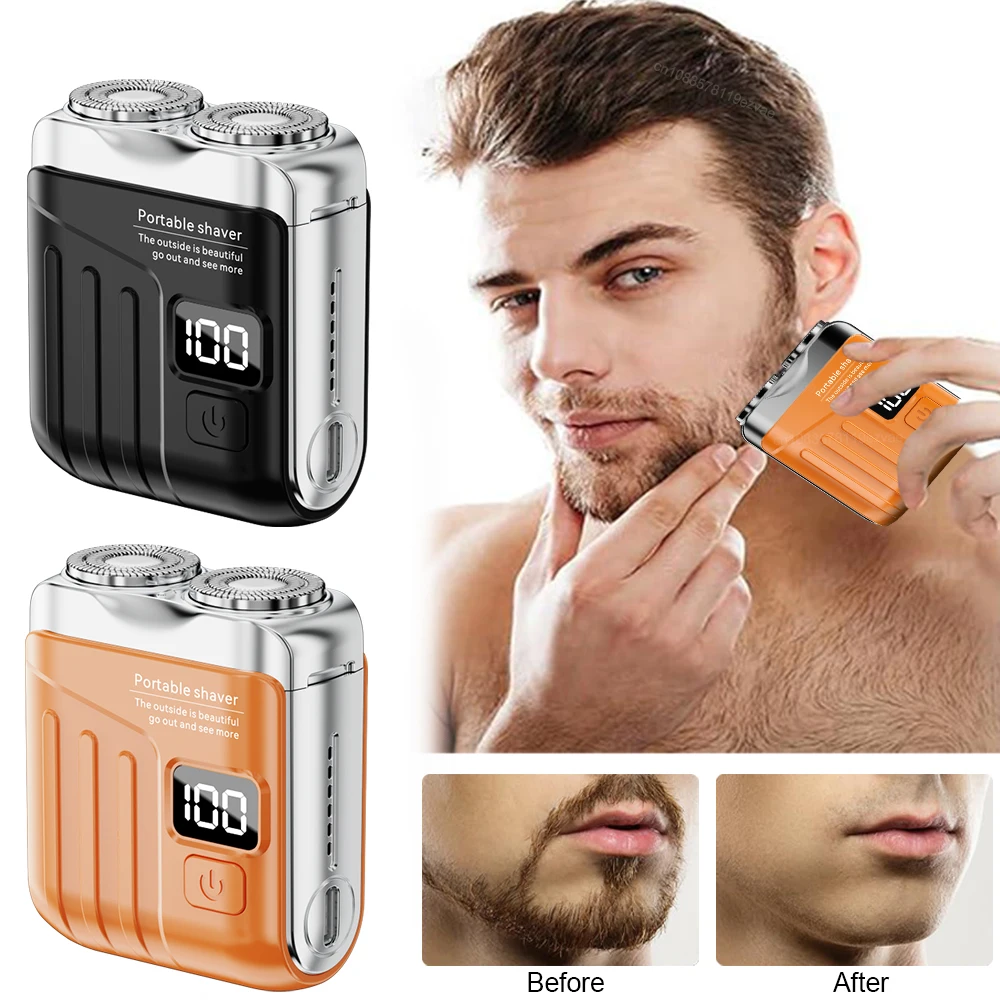 Shaver Man Electric Razor Household Mini Portable Smart Display Digital Double Blade Shaver Washable Rechargeable Beard Trimmer