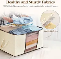Clothes Storage, Foldable Thick Fabric Blanket Storage Bags, Storage Containers for Organizing Bedroom, Closet, Comforter 2