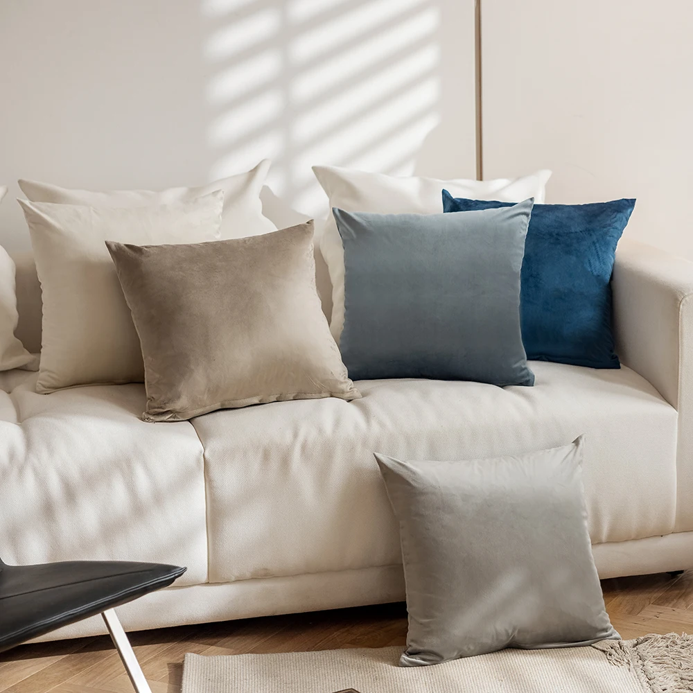 Velvet Throw Pillow Cover - Soft Solid Decorative Cushion Case for Home, Sofa, and Bedroom - Cozy Square Pillowcase