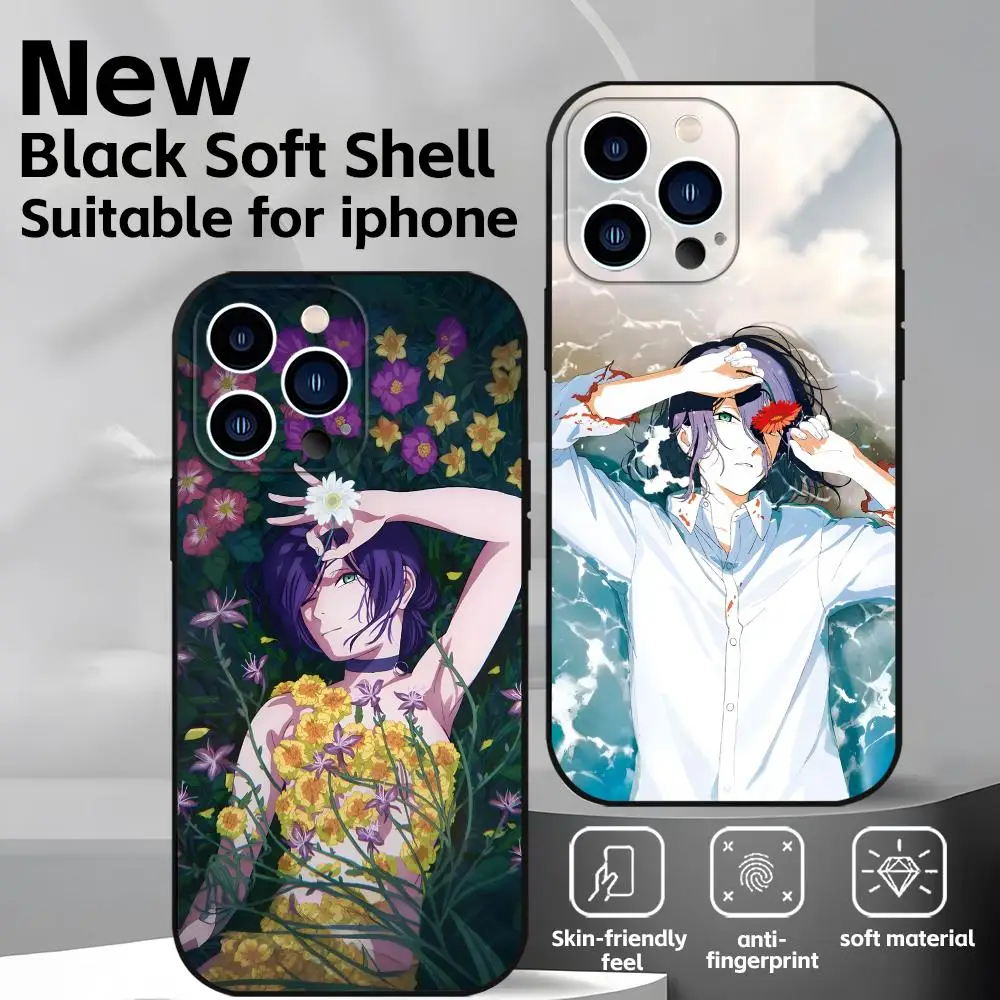 Premium Anime Chainsaw Man Shockproof Phone Case - Soft Black Cover