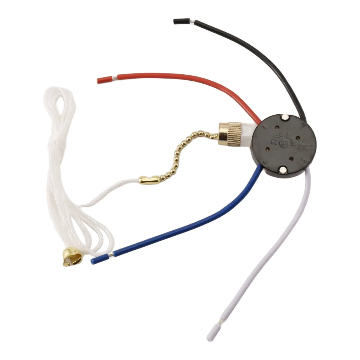 AAA87 Ceiling Fan Switch Kit 3 Speed 4 Wire, Fan Switch Zipper Speed Control Switch, ZE-208S Pull Wire with Rope Gold