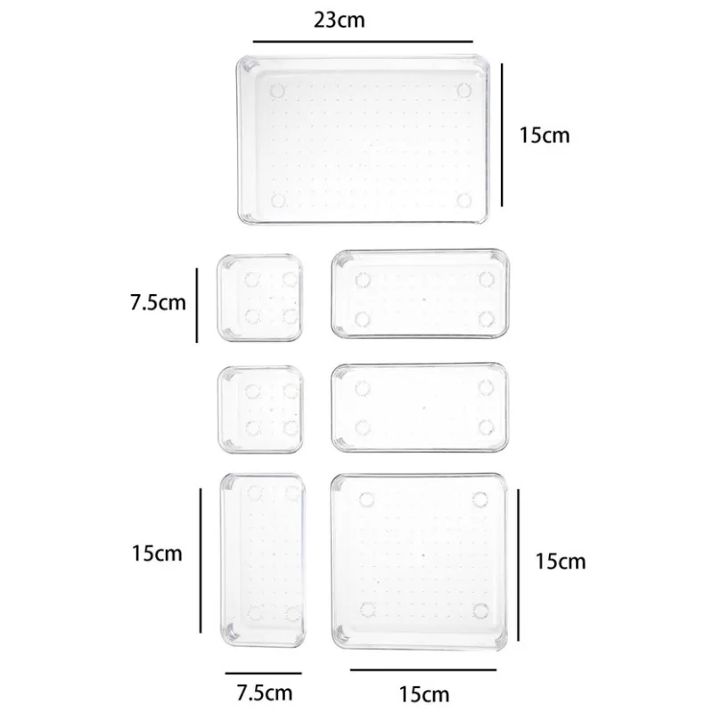 7 ピース/セットデスク引き出しオーガナイザーセットプラスチック浴室収納メイクオーガナイザークリア透明収納ボックス引き出しオーガナイザー