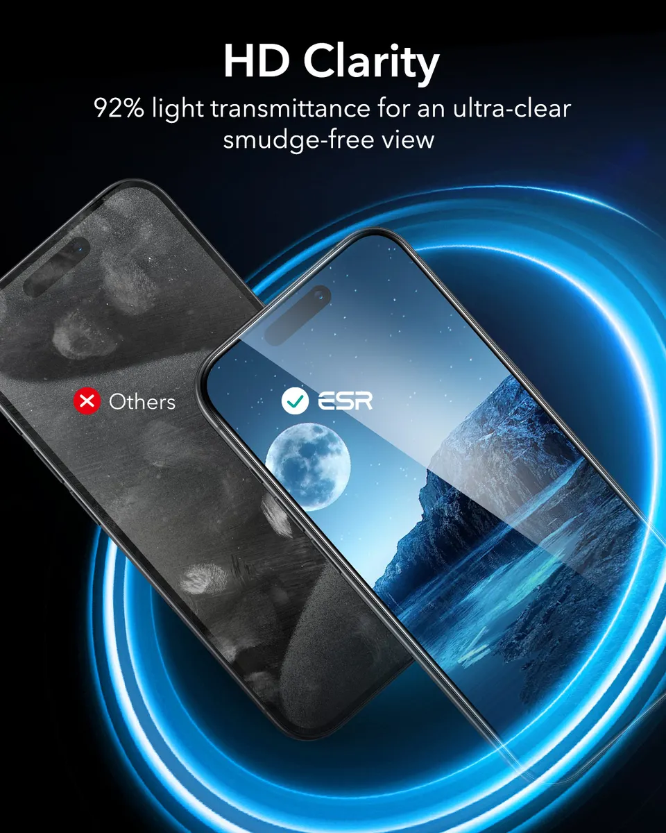 ESR Tempered-Glass Screen Protector iPhone 13/14/15/16/17 Pro Max HD Clear Anti-spy Screen Firm For iPhone 17Air&16/15 Plus&16e — view 6