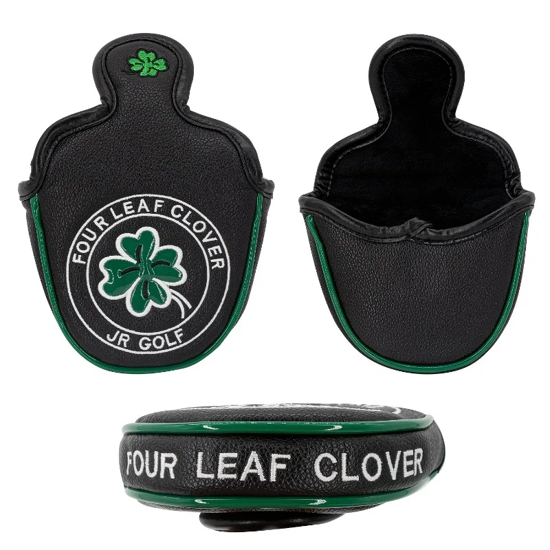 Clover Golf Putter Head Cover - Durable & Stylish Design, Premium Protection in Black or White