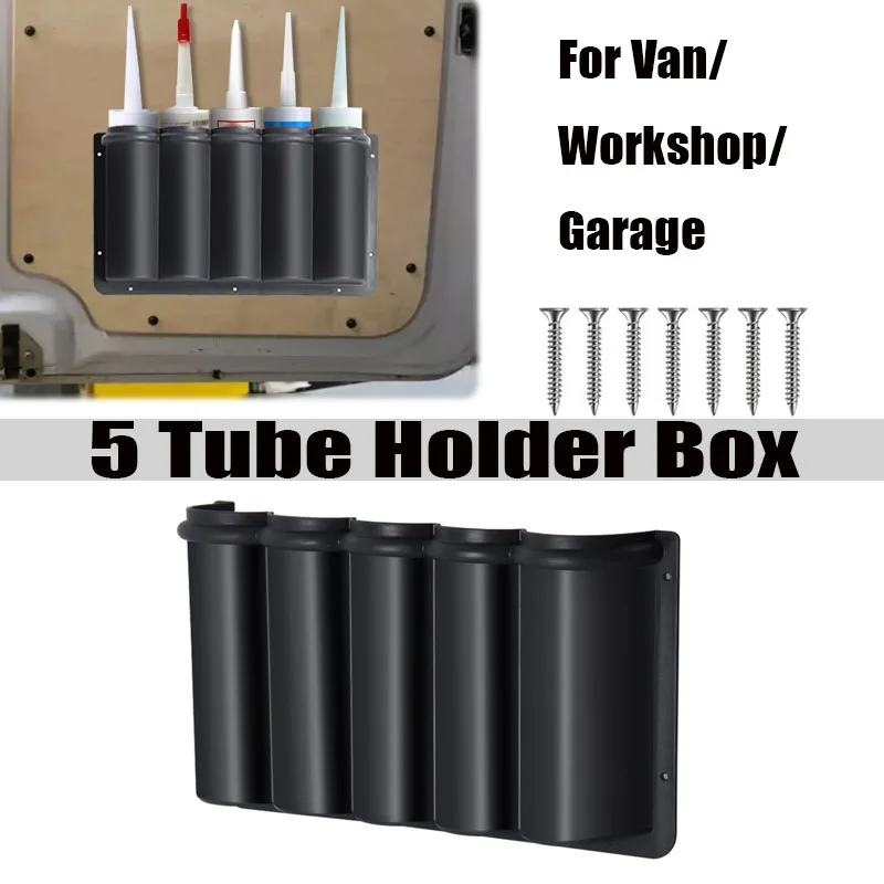 1PC RV Door Spray Can Storage Box 5Tube Holder Silicone Sealant Caulk Adhesive Tubes Box For Van/Workshop/Garage Camper Storage