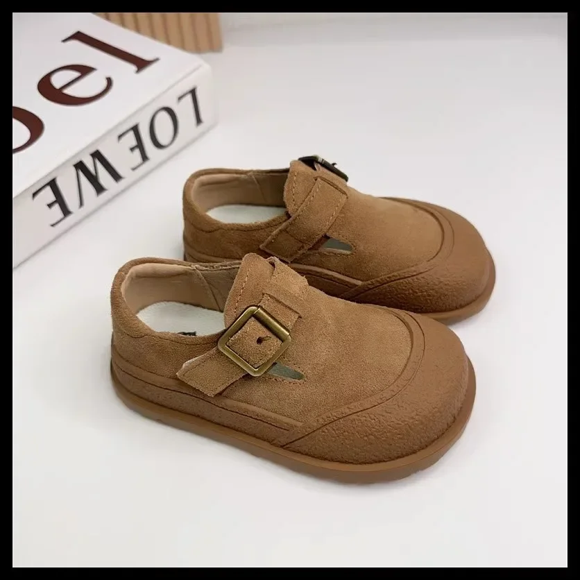 2025 New Boys Girls Casual Shoes Children Fashion Buckle Round-toe Britain Style Loafers Kids Unisex Shoes Baby First Walkers 6