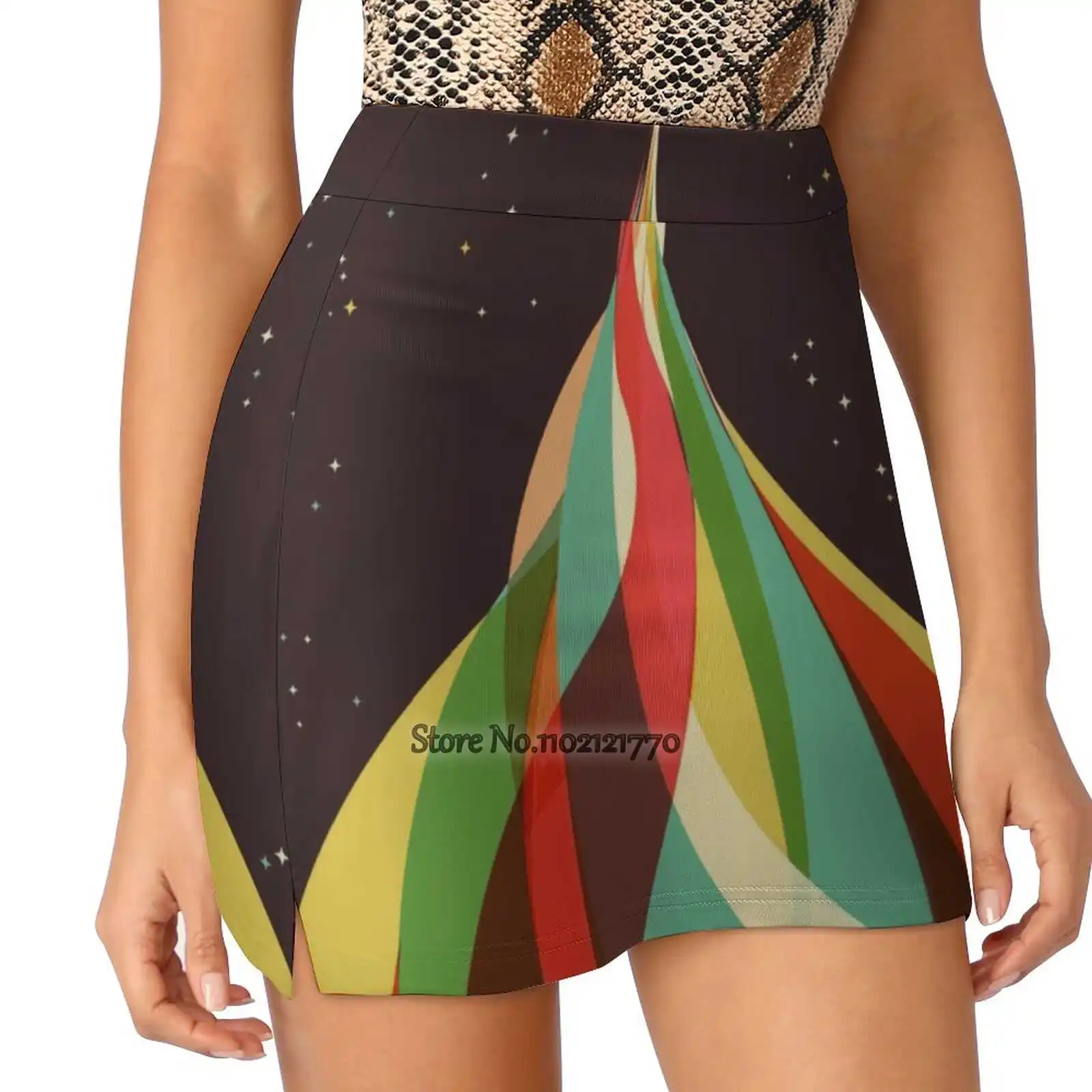 

Kaleidoscope To The Stars Trending Fashion Skirt Summer Printed Women Sport Skirts Double-Layer Athletic Colors Rocket
