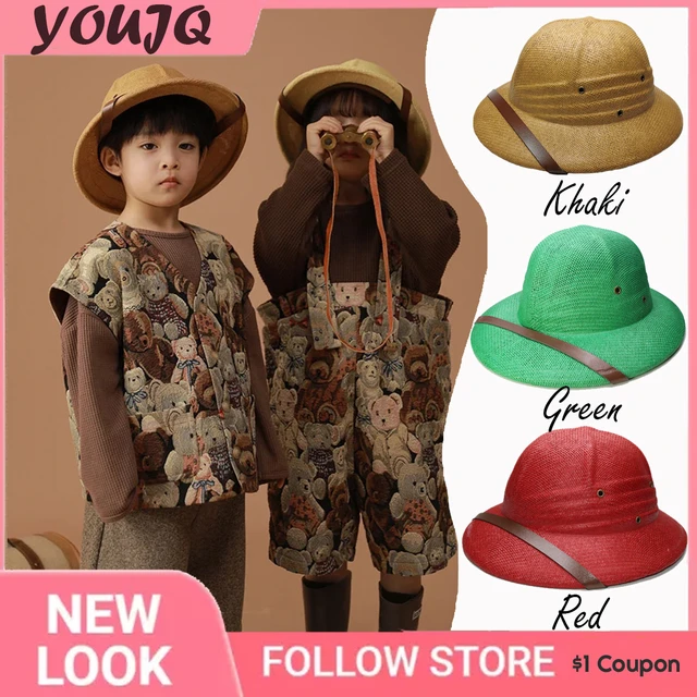 Parent-child Summer Straw Helmet Pith Sun Hats for Child Women