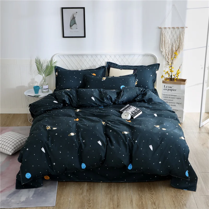 Universe Outer Space Duvet Cover Set with Zipper Closure, Galaxy Planet ...