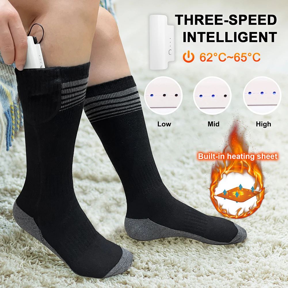 Unisex Heated Socks With USB Thermal Insulated Socks Winter Electric Heating Outdoor Spots Heated Boot Camping Skiing Sock
