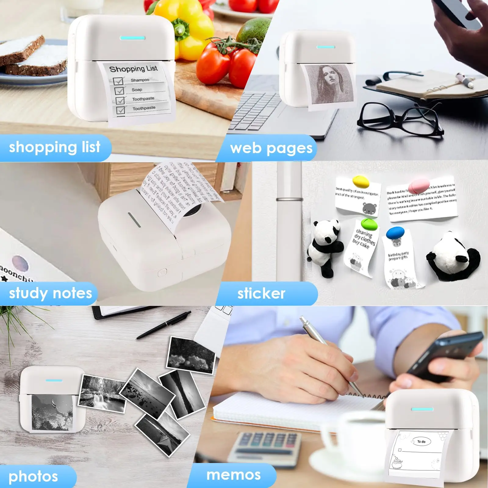 10 Rolls Thermal Inkless Printing Paper for Mini Sticker Receipt Printer Portable Bluetooth Pocket Printer, Including 5 rolls of