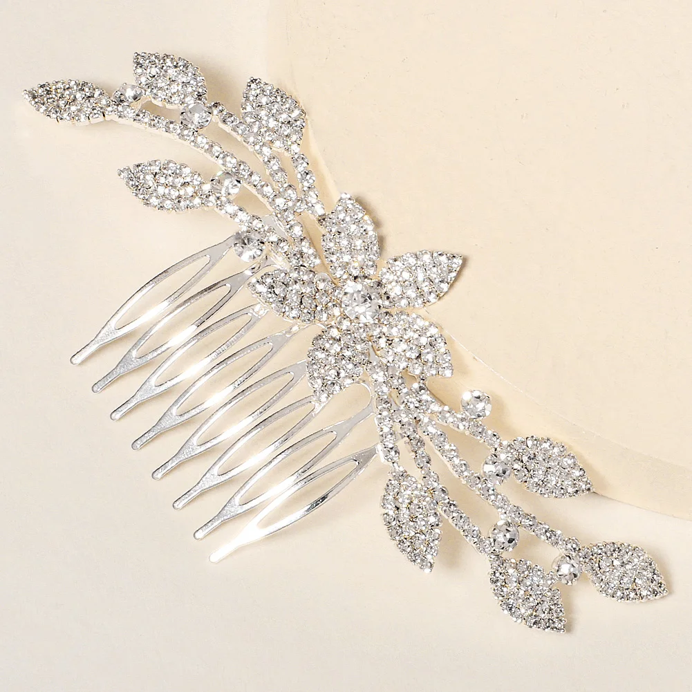 Sa9826accdf6146b4849e6ecd6988f87dt Bridal Wedding Hair Accessories Crystal gold Silver Color Hair Combs for Women Bride Headpiece Party Jewelry Bridesmaid Gift Mallzona
