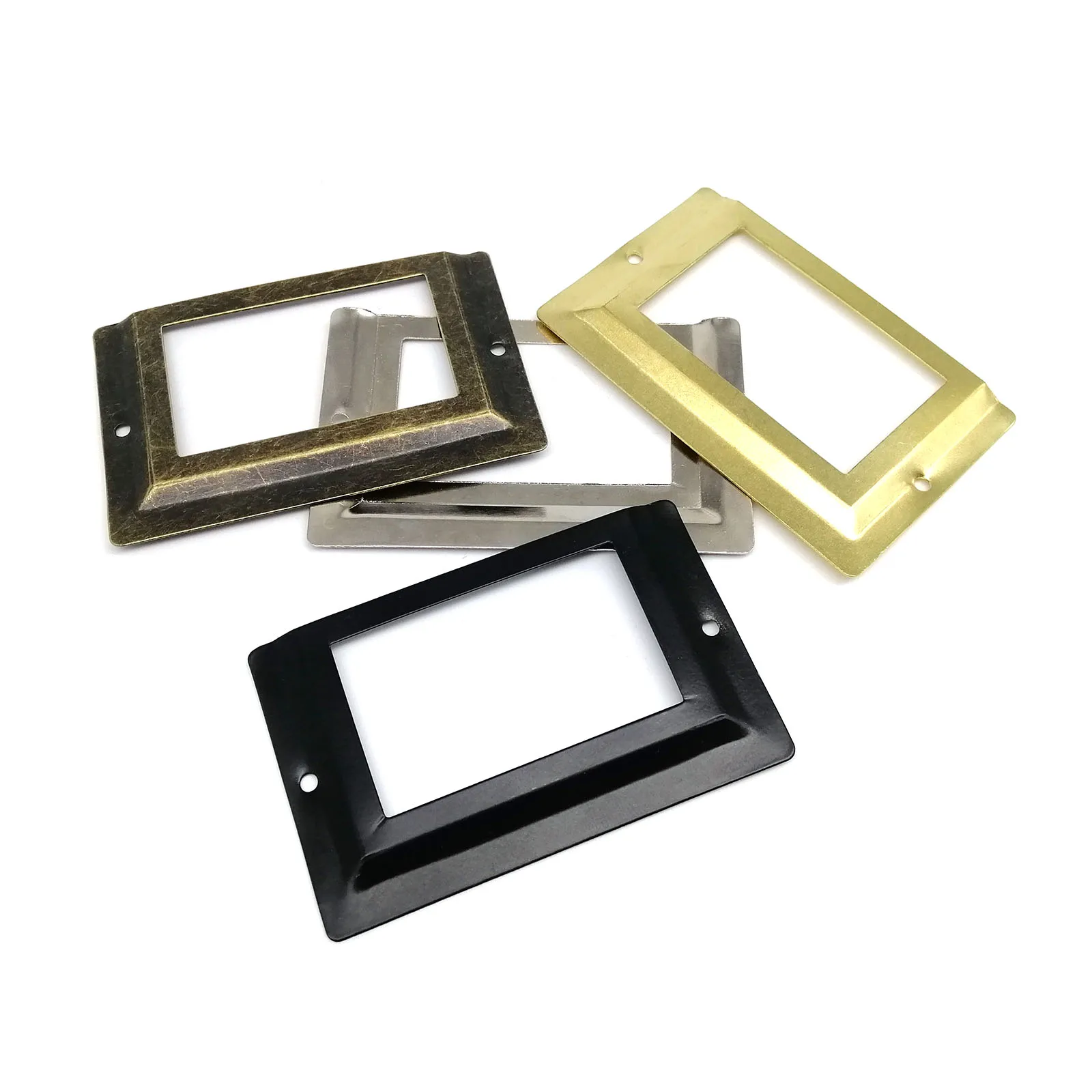 6pcs 52x80mm 대형 철 레이블 당겨 프레임 핸들 파일 이름 카드 홀더 보석 가슴 가구 캐비닛 서랍 나무 상자 케이스