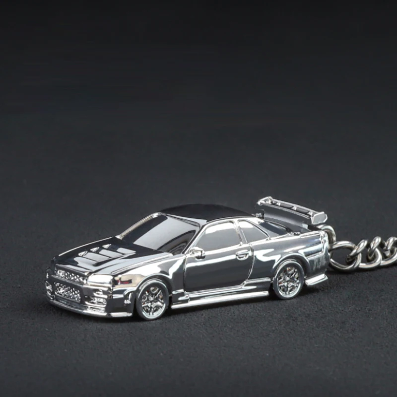 1/64 Electroplate Alloy Model Car Key chain GTR R34 RS7  Diecasts Metal collection decoration Exquisite gift box 3