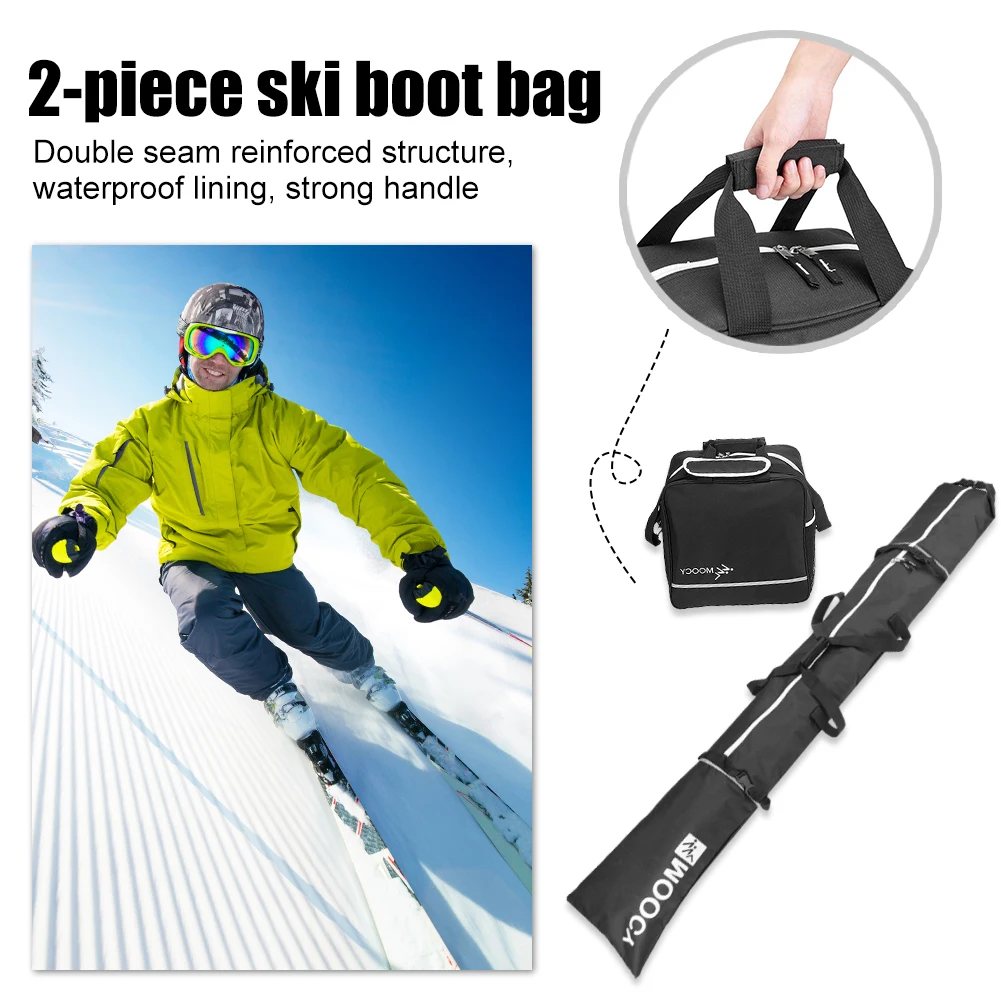 2Pcs Ski Bag Set Snowboard And Boot Bag Large Capacity Storage Waterproof Skis Backpack Skiing Duffle Bags Set