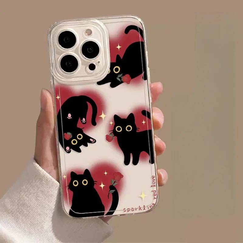 Love Heart Black Cat Phone Case