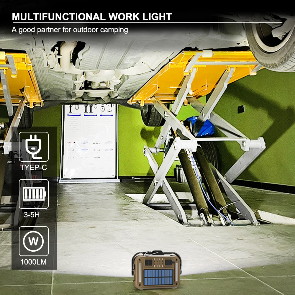 Portable Work Light 1000LM Solar