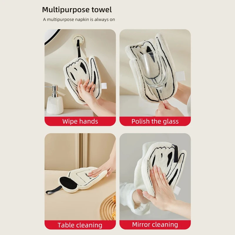 Hand Towels Hanging Small Square Double Layered Thickened Quick Drying Fine Embroidery Bathroom Household
