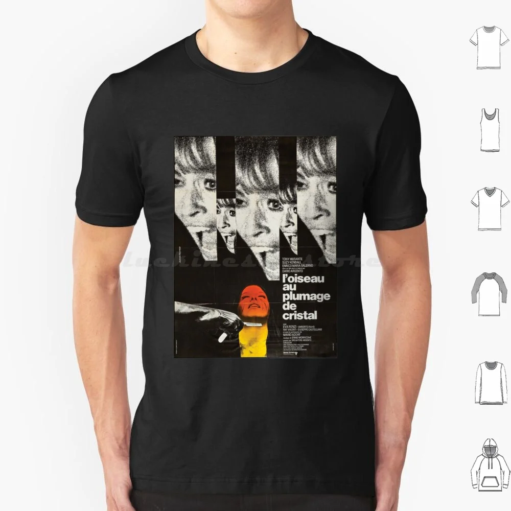 The Bird With The Crystal Piumaggio (Poster Art ) T Shirt Cotton Uomo Donna Stampa Fai Da Te Crystal Piumaggio Horror Bava Dario Argento