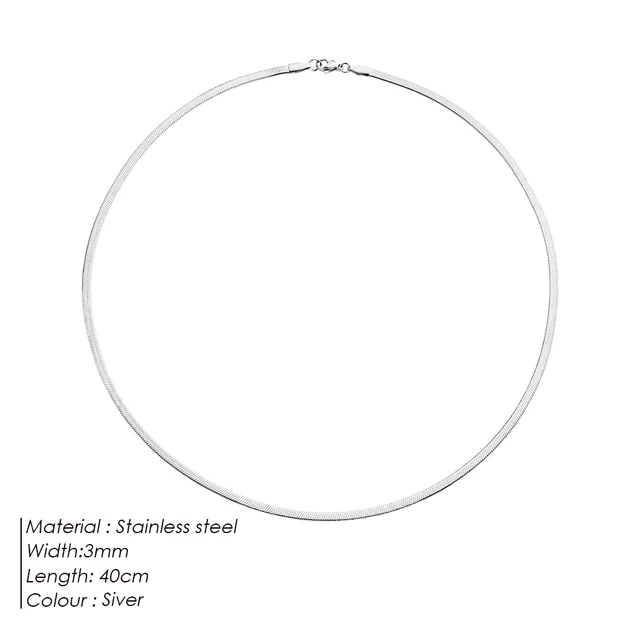 99076-89d45a.jpg EManco unisexe serpent chaîne collier couleur argent tour de cou en acier inoxydable à chevrons chaîne collier pour femmes bijoux en gros