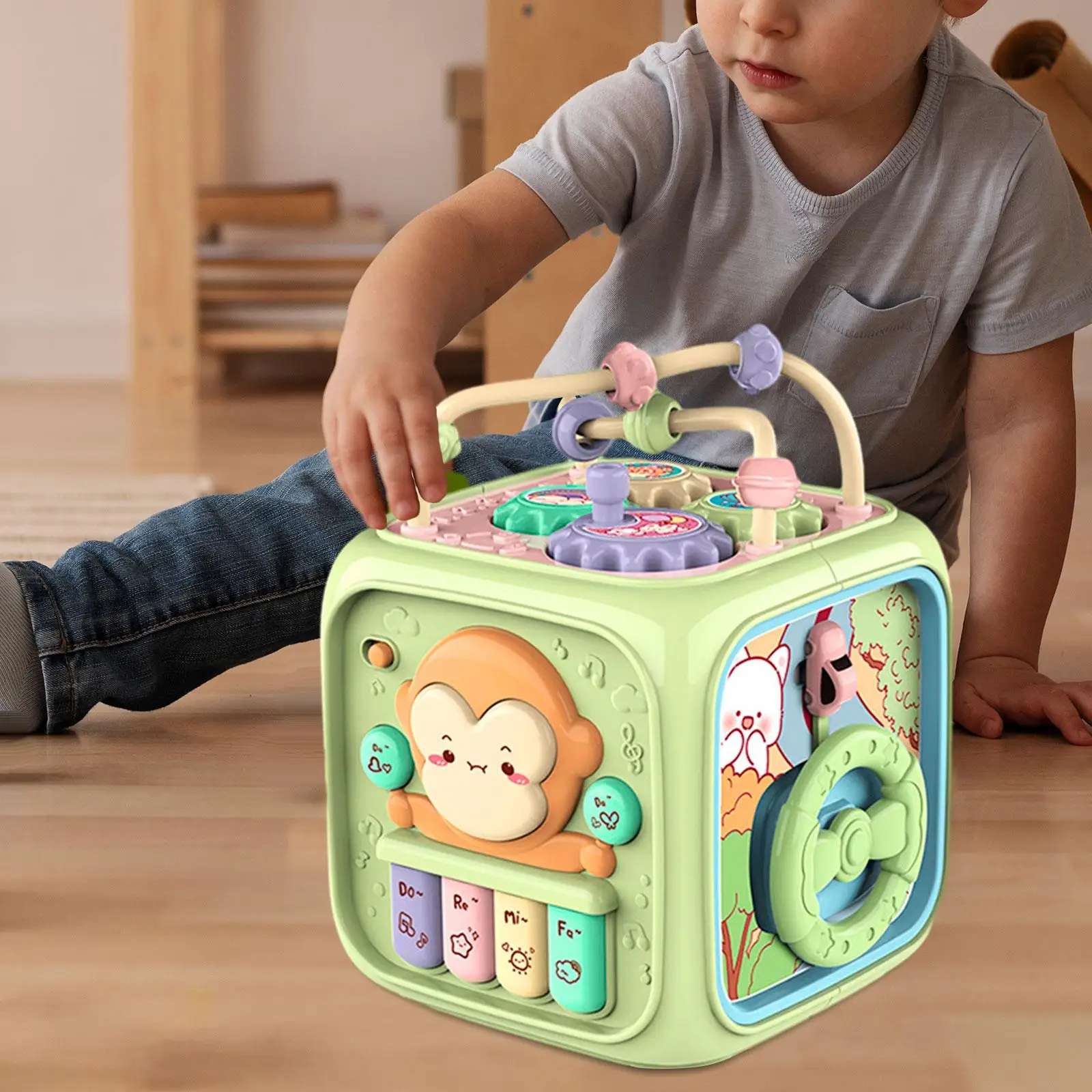 Baby Busy Cube Ball Learning Toy Portable Early Educational with Sound and Music for Travel Toy Infants Preschool Children Gifts